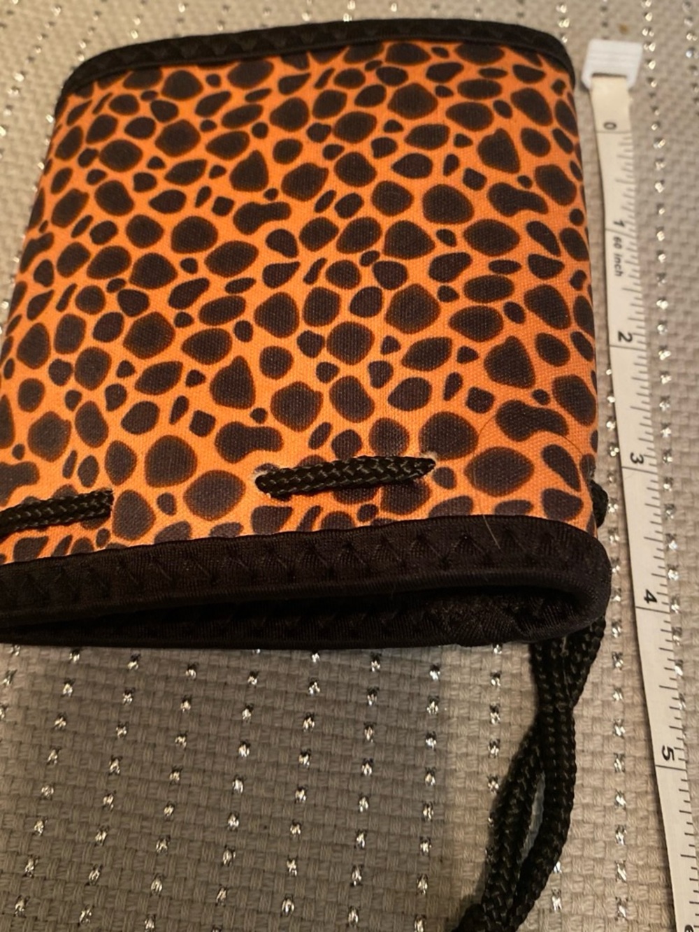 Orange Leopard Print Drawstring Drink Sleeve